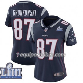 Camiseta Mujer NFL New England Patriots Rob Gronkowski 87 Nike Azul II 2019 Super Bowl LIII 